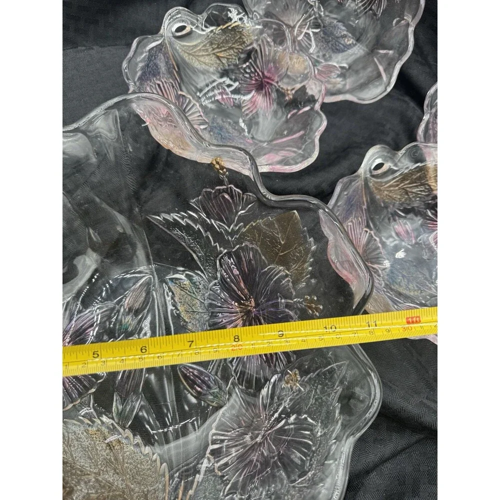 Mikasa Studio Nova Crystal Embossed Floral Pattern 8 Inch Serving Bowl & 4 Bowls